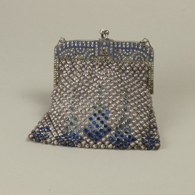 Blue Art Deco Rhinestone Mesh 1930's Purse - Image 3