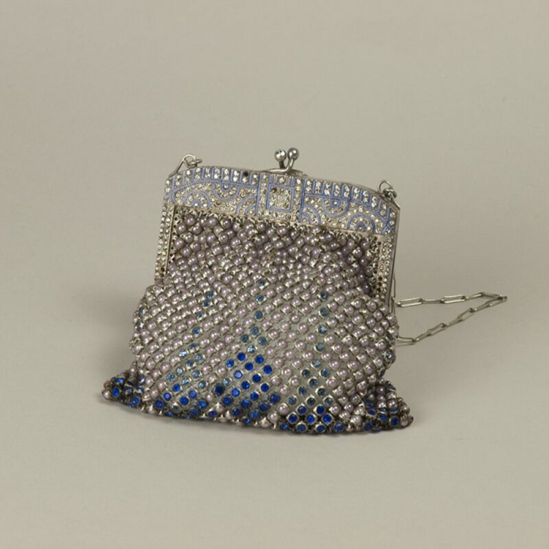 Blue Art Deco Rhinestone Mesh 1930's Purse