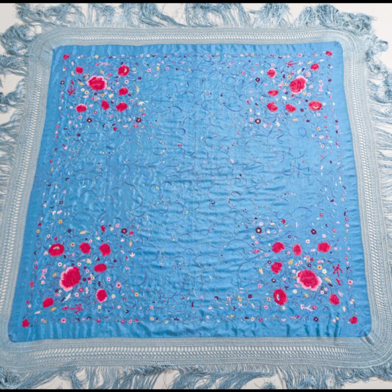 Antique embroidered floral  Piano Shawl