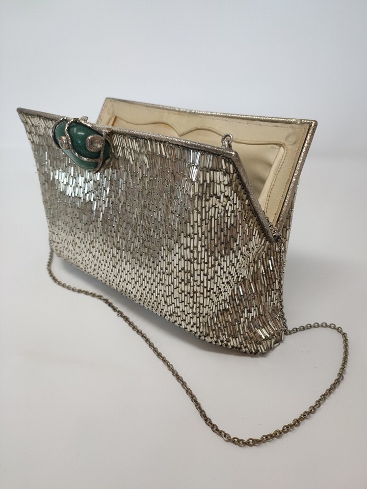 Vintage embroidered silver party clutch - L´Arca Barcelona