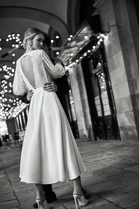 Vestido de novia vintage manga abullonada