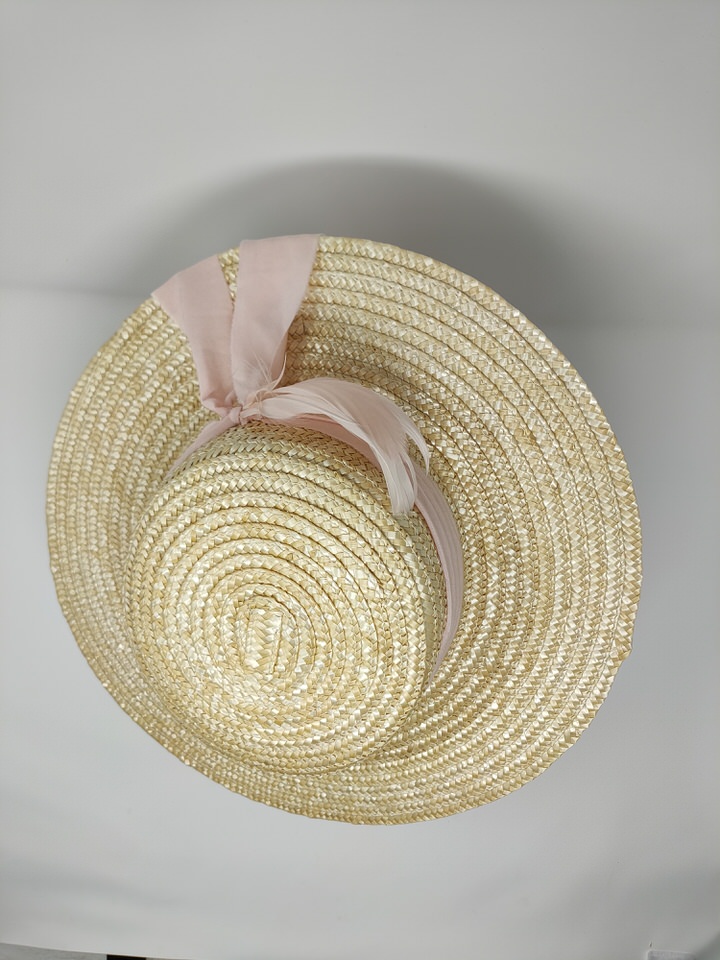 Canotier pink ribbon hat