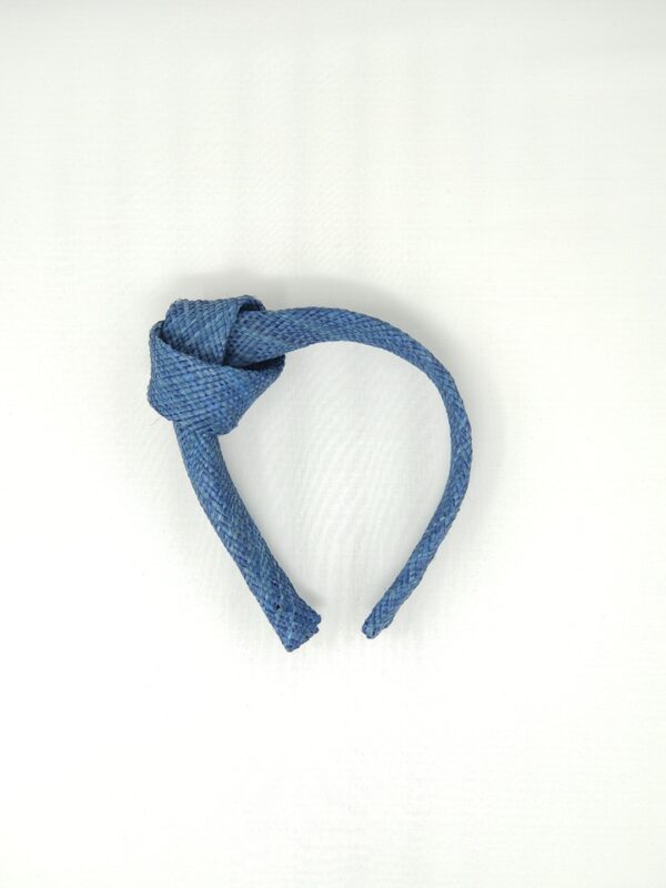 Blue knot raffia headband