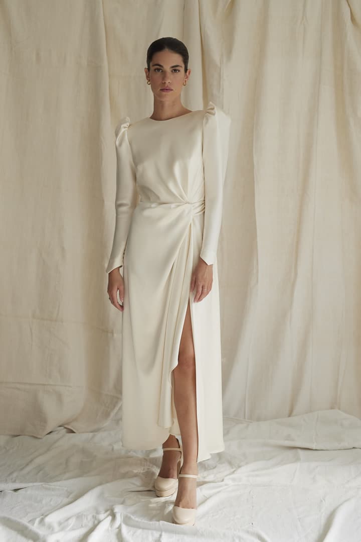 vestido-novia-saten-drapeado-2 Vestido vintage de novia satinado