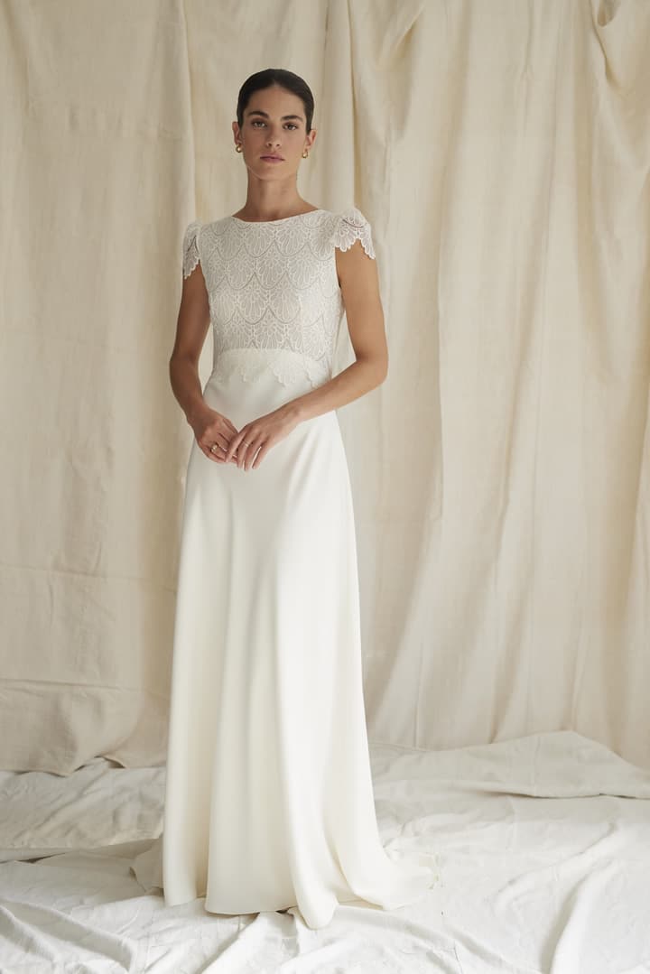 vestido-novia-vintage-encaje-geometrico-2 novia vintage con pantalon