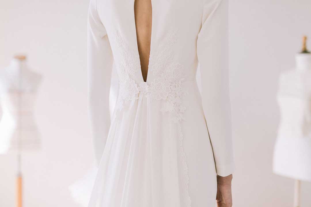 Vestido de novia civil elegante y sencillo febrero 2024 L´Arca Barcelona