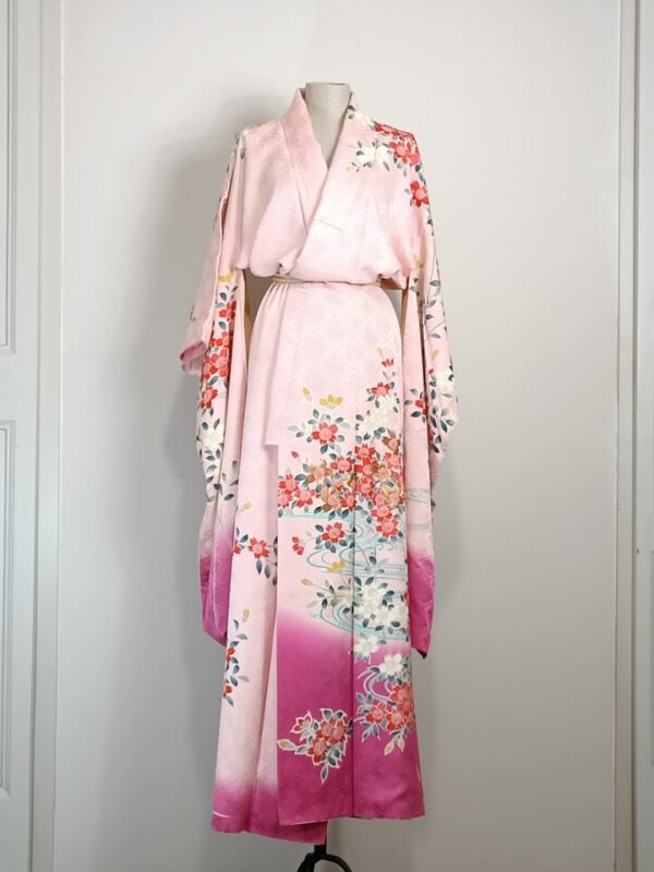 Kimono rosa seda