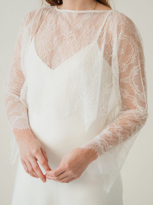 Lace bridal cape