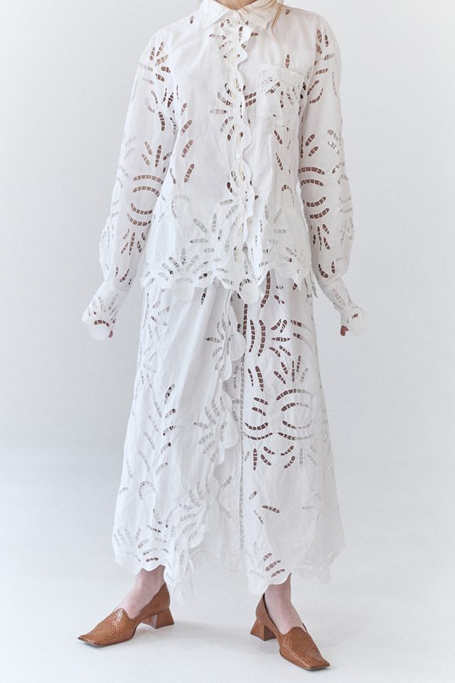 Falda blanca encaje Richelieu