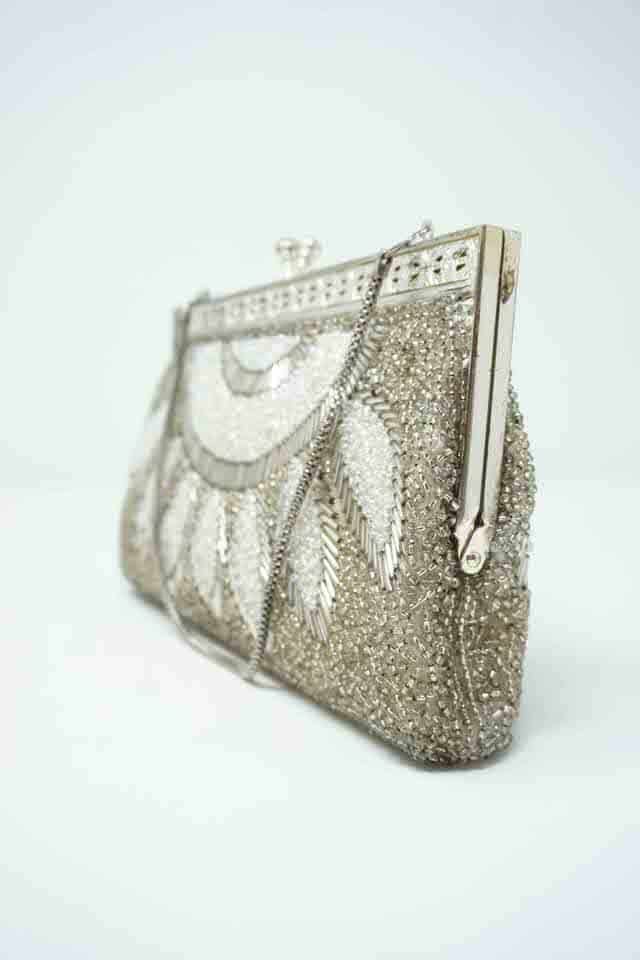 Silver beaded purse