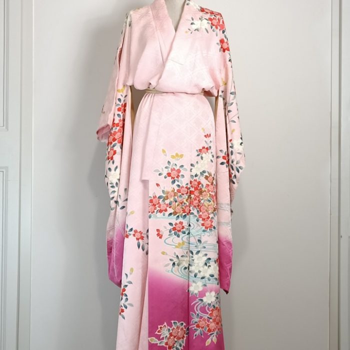 Kimono rosa seda