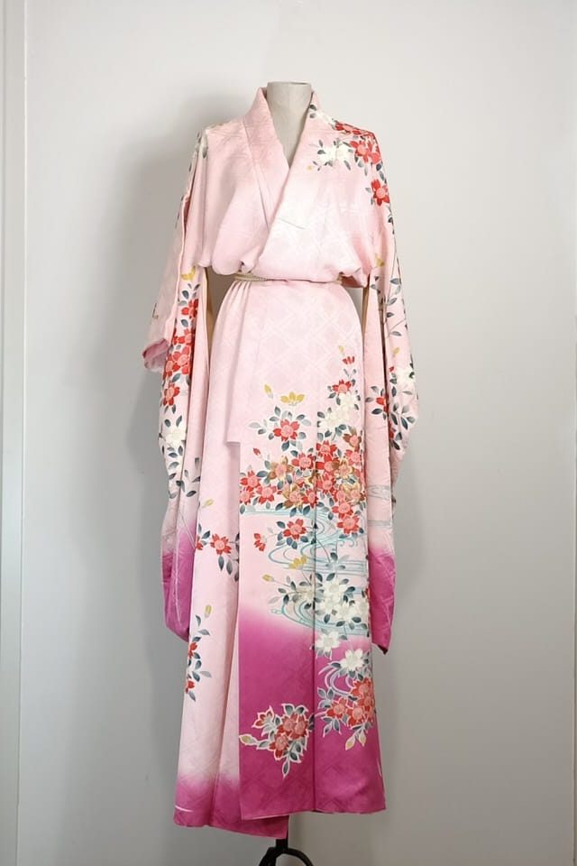 Kimono rosa seda