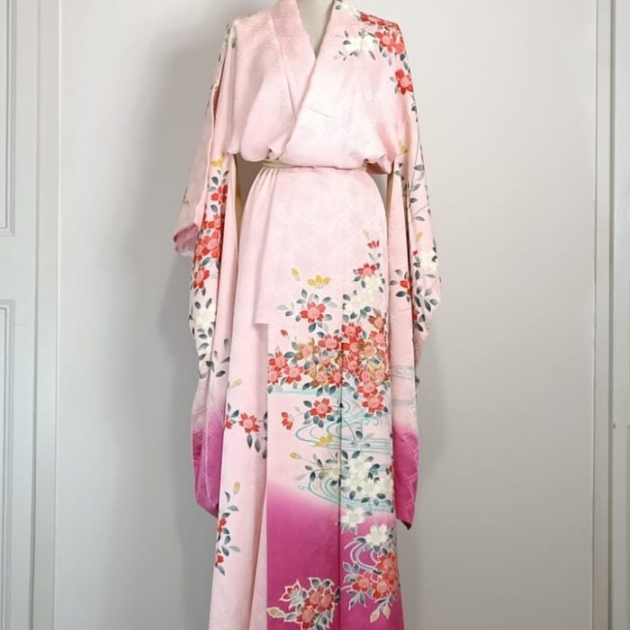 Kimono rosa seda