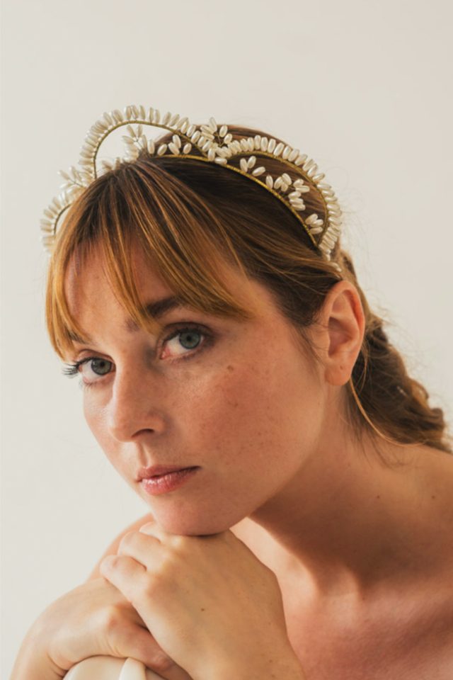 Corona novia metálica vintage