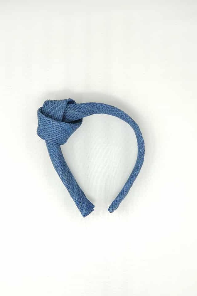 Blue knot raffia headband