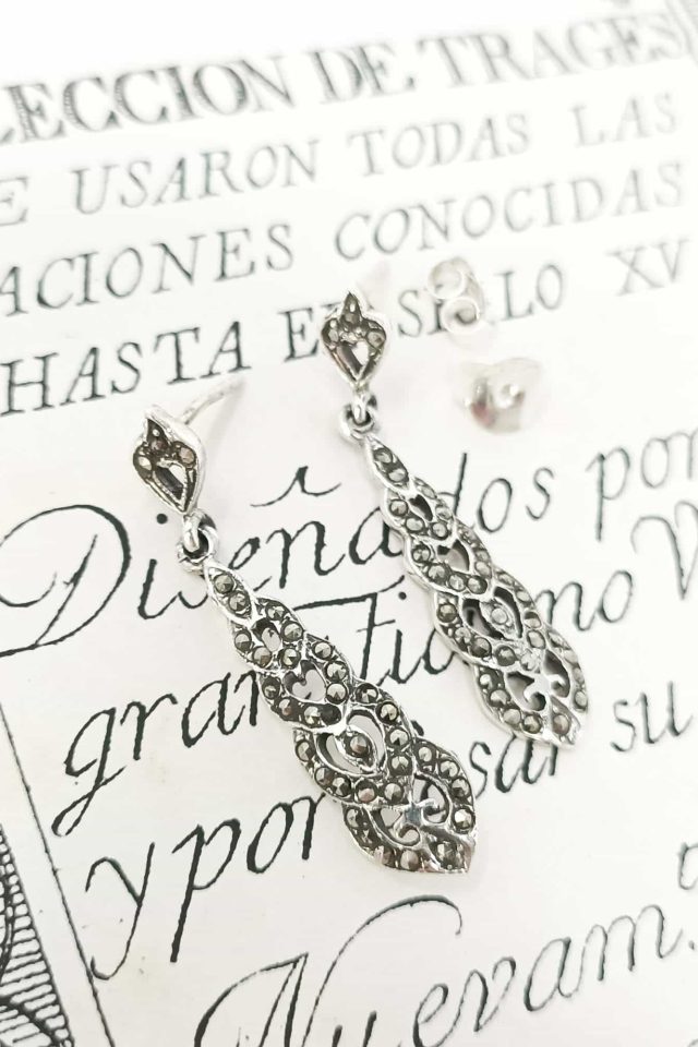 Vintage style antique silver and marcasite earrings