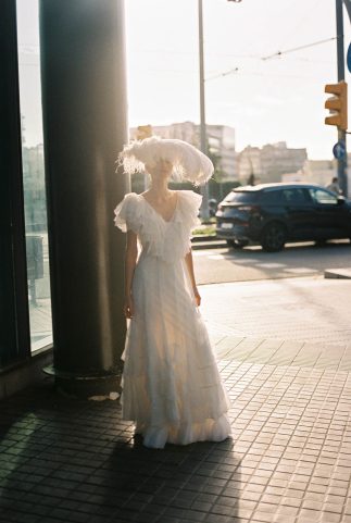 Vestido organza con plumas L'Arca Barcelona