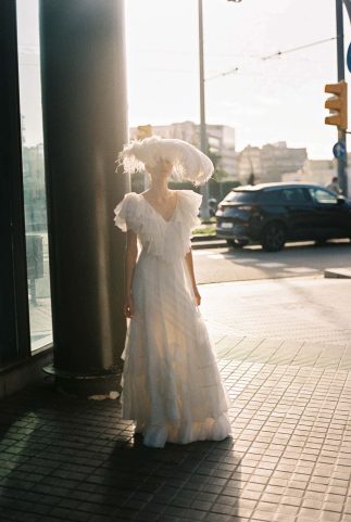 Vestido organza con plumas L'Arca Barcelona